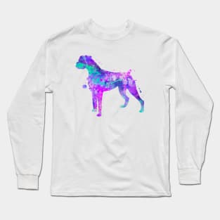 Boxer Dog Watercolor Painting Long Sleeve T-Shirt